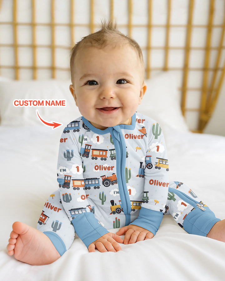Personalized Train Birthday Bamboo Convertible Zippy