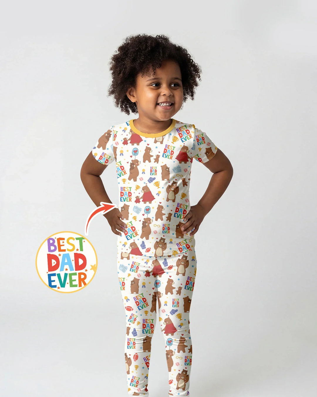 Best Daddy Bear Ever Family Matching Bamboo Two Piece Short Sleeve Pajama Set