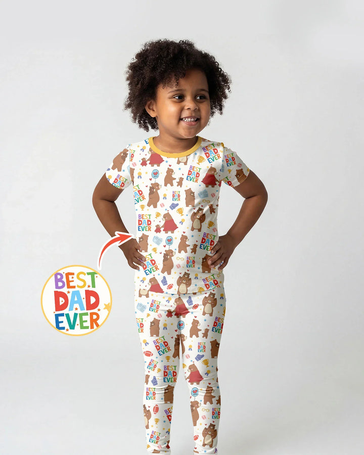 Best Daddy Bear Ever Family Matching Bamboo Two Piece Short Sleeve Pajama Set