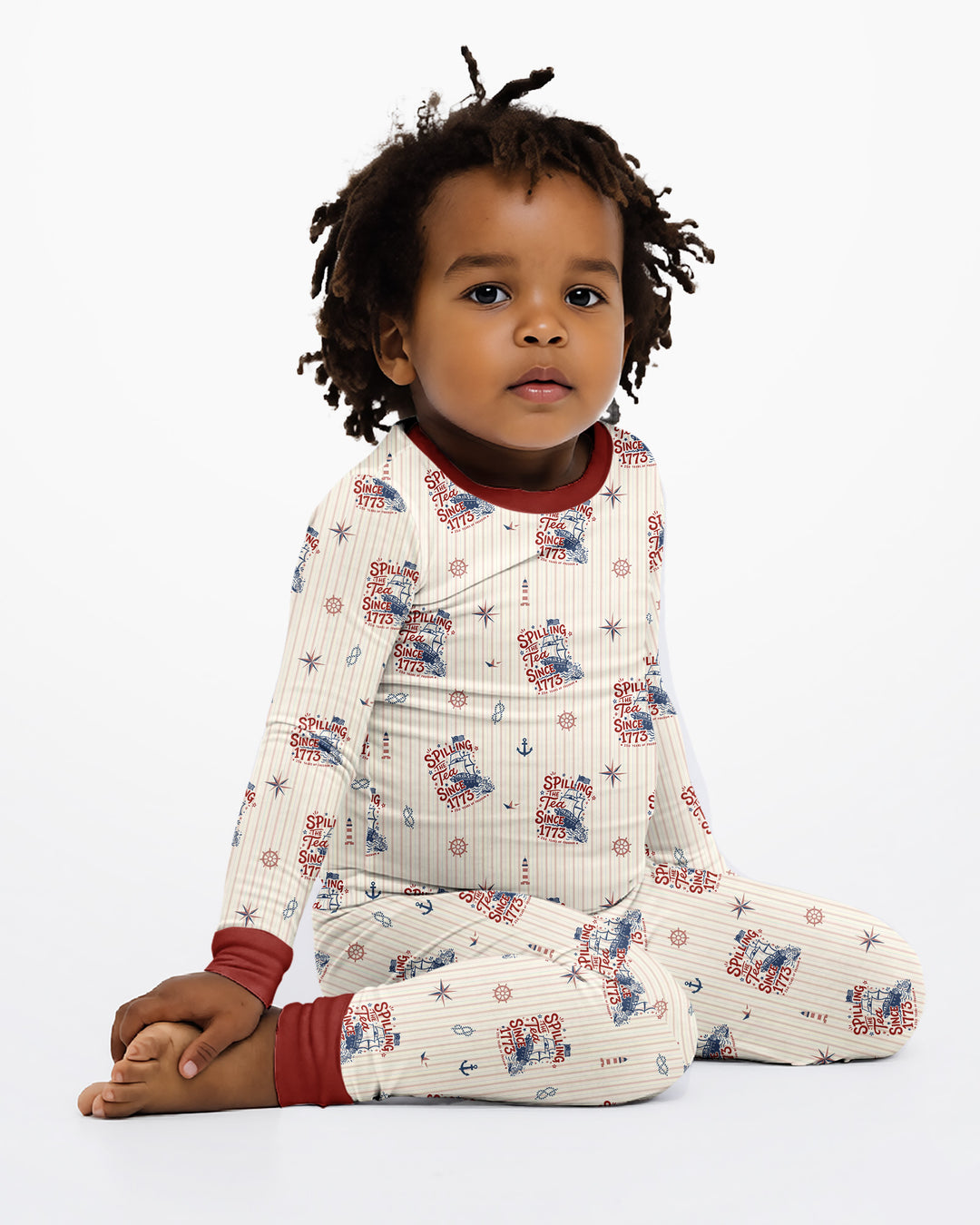 Spilling The Tea Since 1773 Family Matching Bamboo Two Piece Long Sleeve Pajama Set