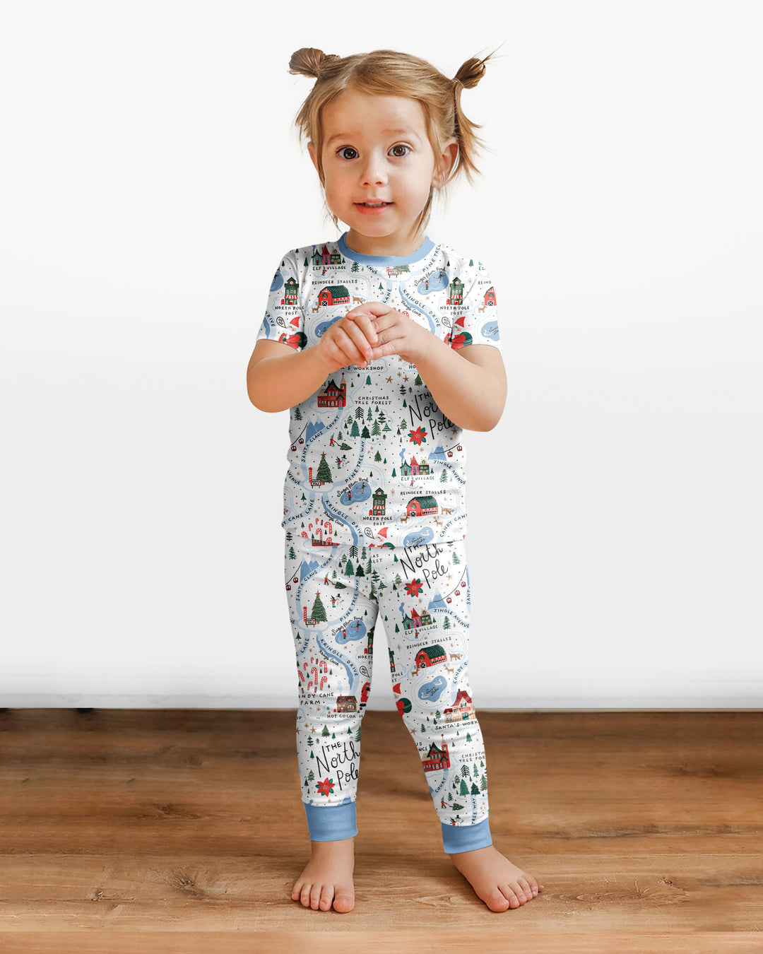 The North Pole Map Bamboo Two Piece Short Sleeve Pajama Set