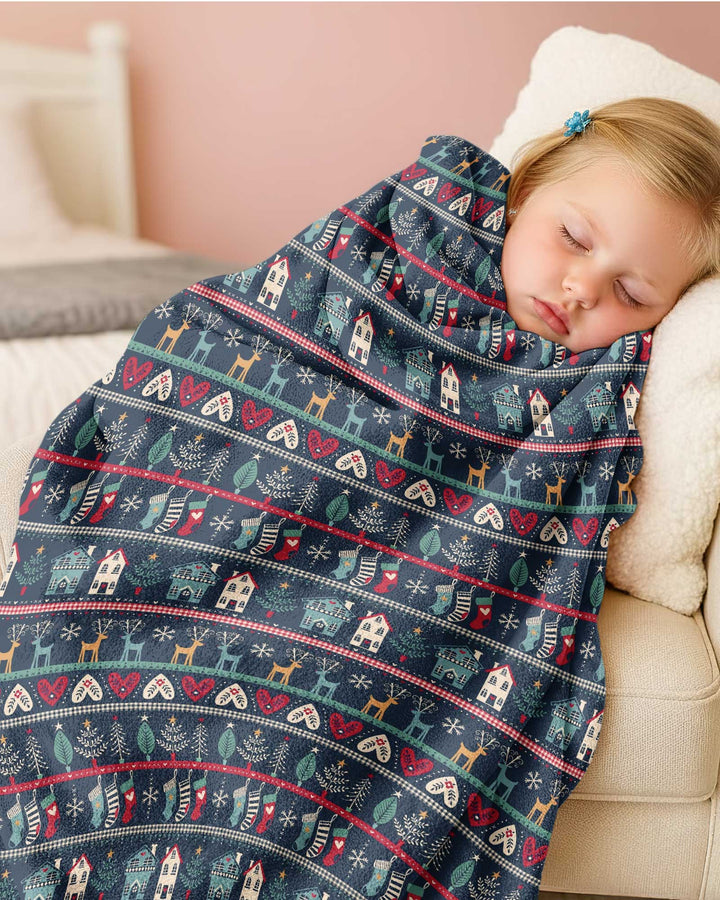 Vintage Nordic Christmas Bamboo Blanket