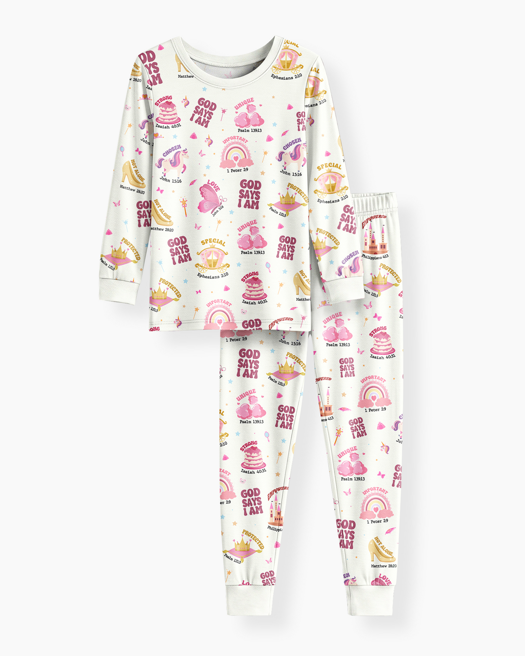God Says I Am Girl Bamboo Two Piece Long Sleeve Pajama Set