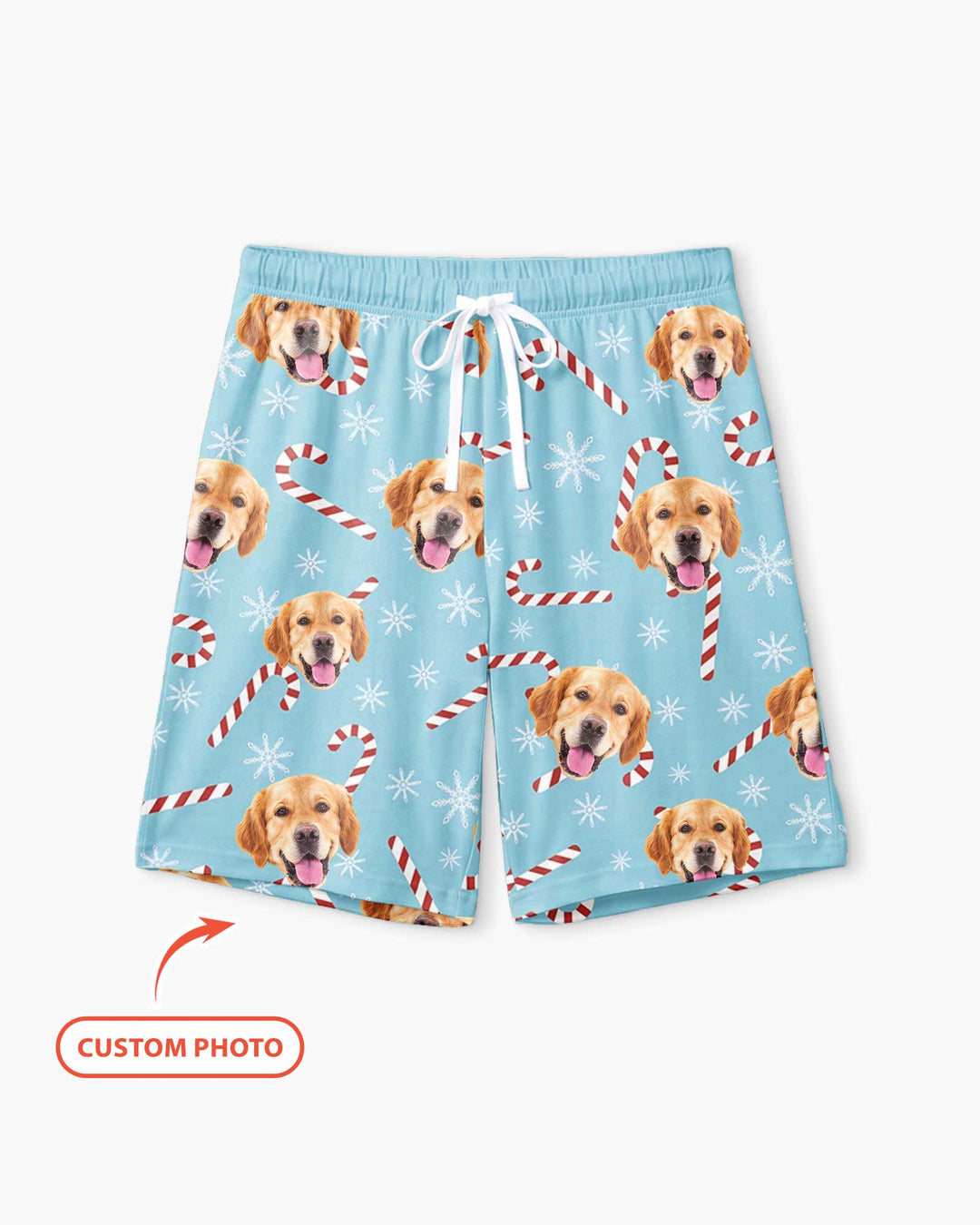 Custom Photo With Christmas Pattern Pajamas Bamboo Men Short Sleeve Short Pajama Set