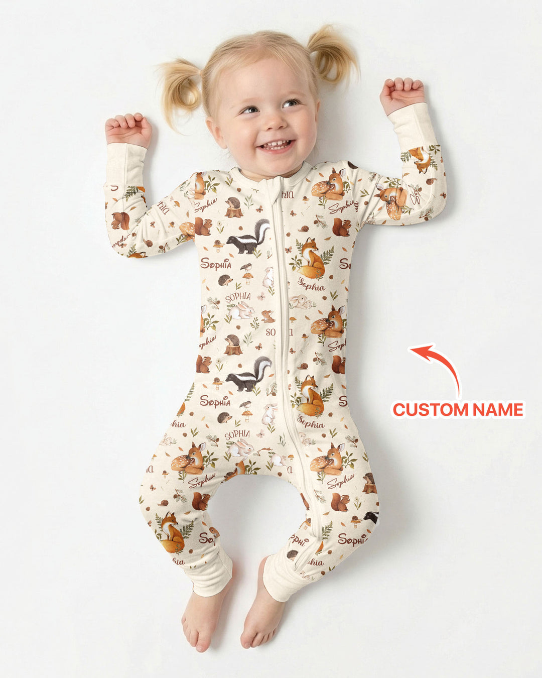 Custom Name Woodland Friends Bamboo Convertible Zippy