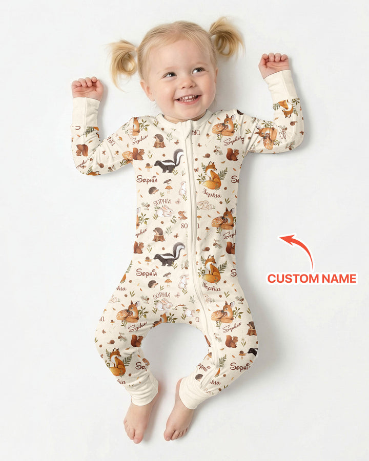 Custom Name Woodland Friends Bamboo Convertible Zippy
