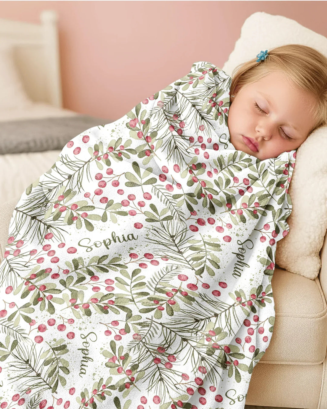 Custom Name Birth Month Flowers Bamboo Blanket