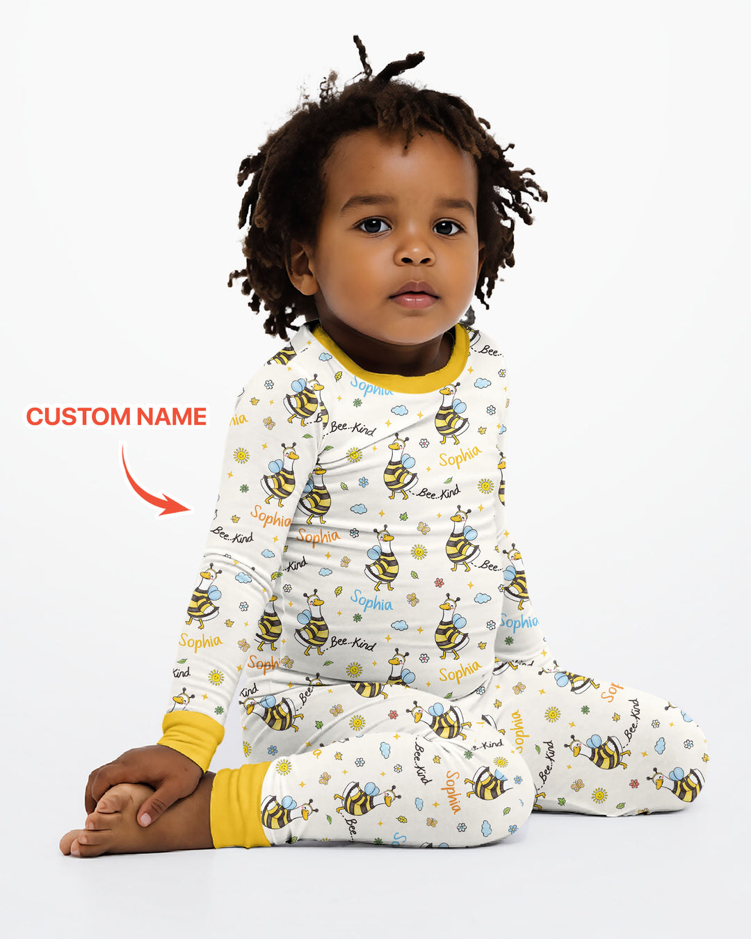 Custom Name Bee Kind The Goose Bamboo Two Piece Long Sleeve Pajama Set