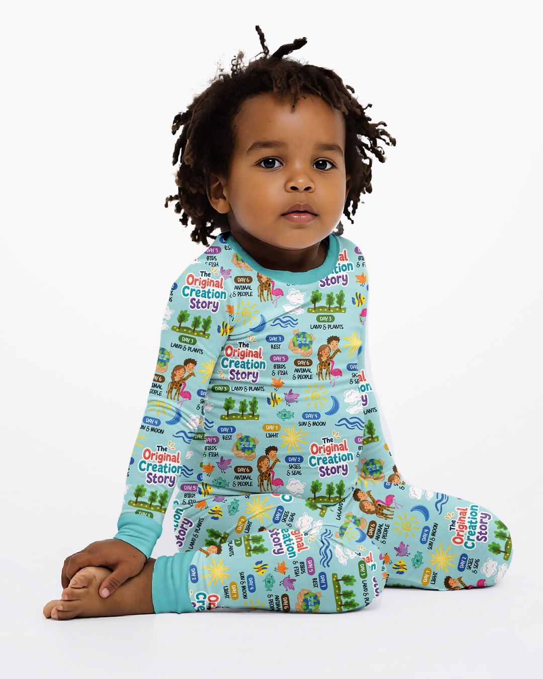 The Seven Days Of Creation Story Bamboo Two Piece Long Sleeve Pajama Set