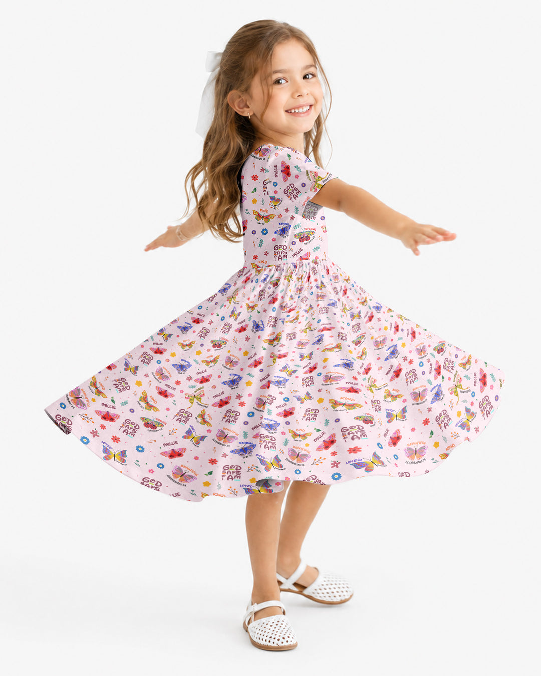 Custom Name God says I am Butterfly Bamboo Twirl Dress