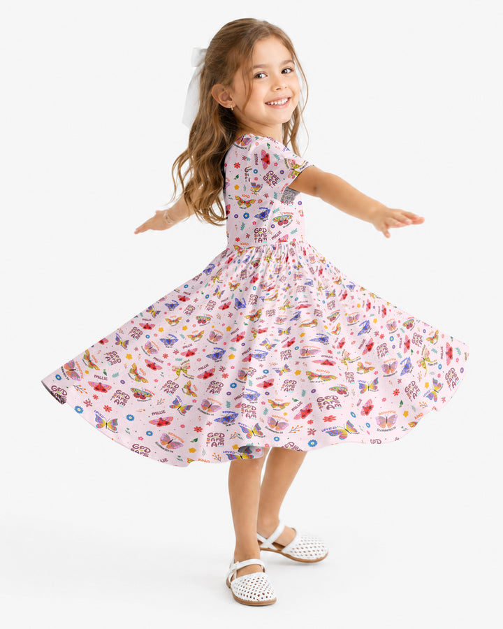 Custom Name God says I am Butterfly Bamboo Twirl Dress