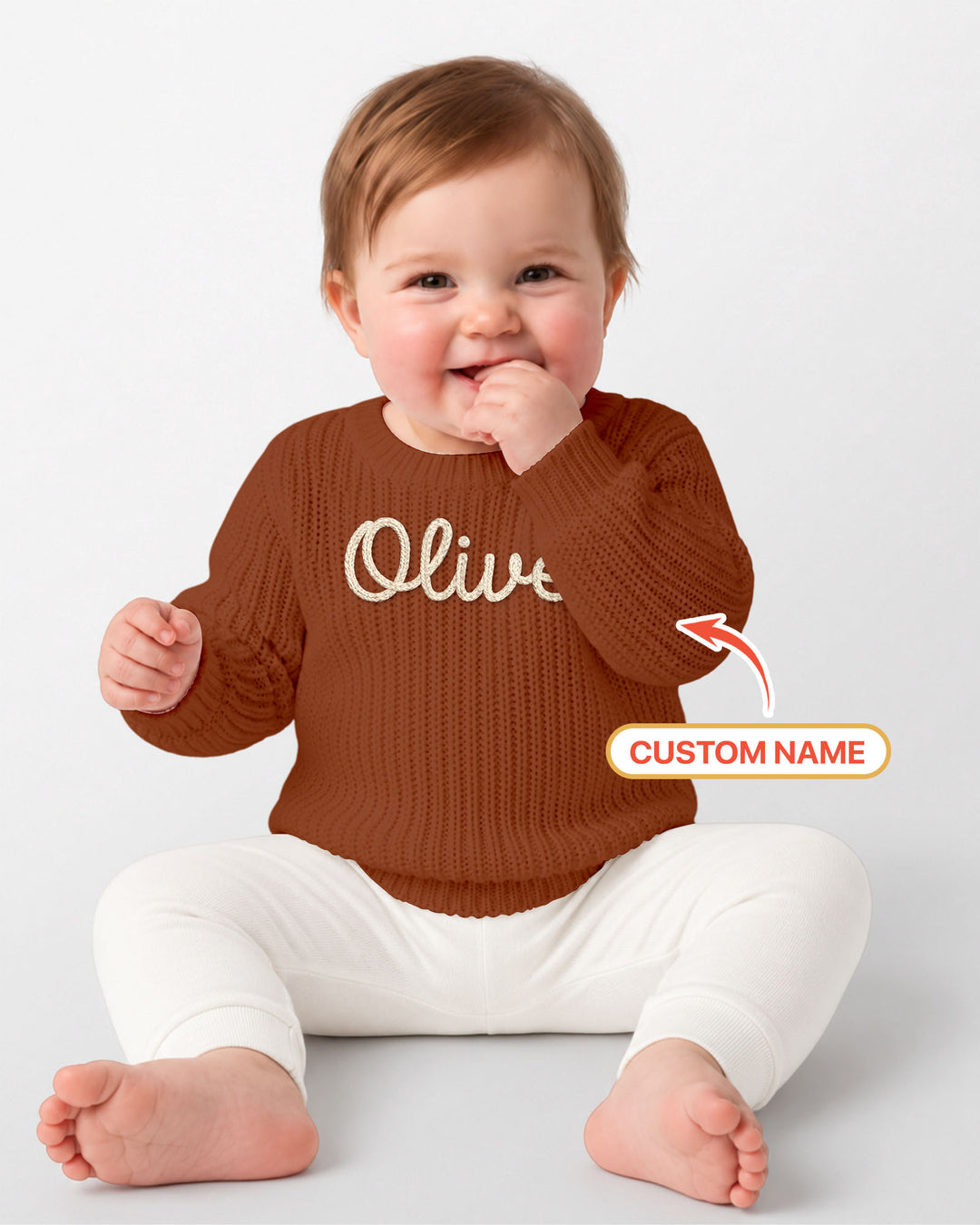 Embroidered Baby Name Bamboo Knit Sweater Bubble