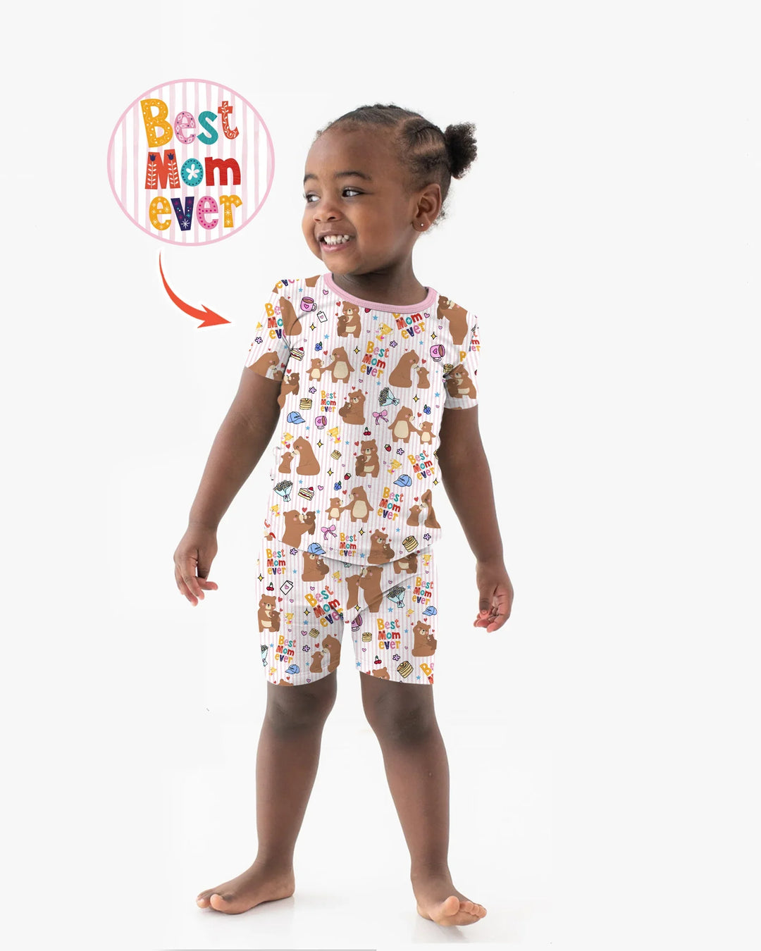 Mejor mamá oso de la historia, conjunto de pijama de dos piezas de bambú a juego con la familia, de manga corta y pantalón corto