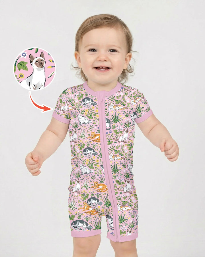 Kitten Garden Family Matching Bamboo Shorty Zippy