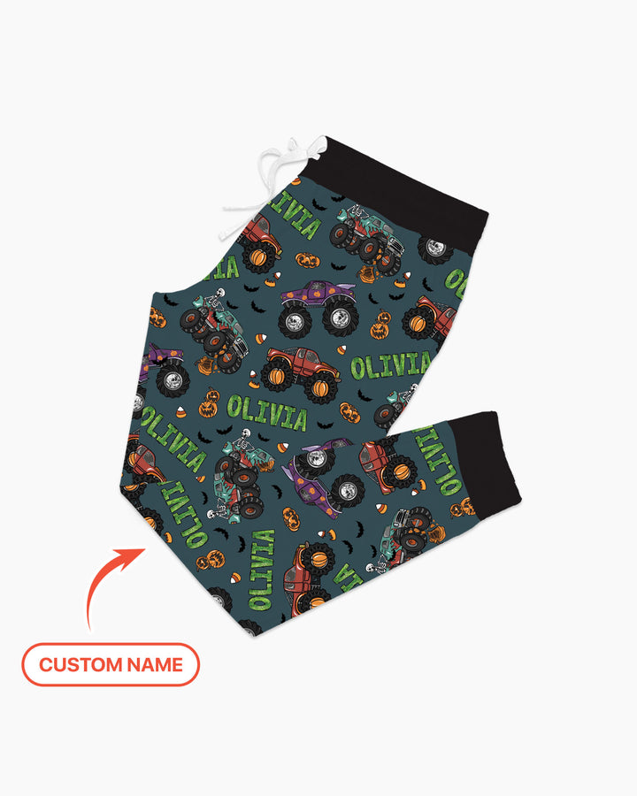 Custom Name Haunted Monster Trucks  Bamboo Women Pajama Set