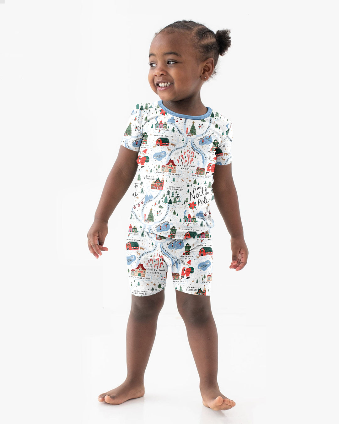 The North Pole Map Bamboo Two Piece Short Sleeve Shorts Pajama Set