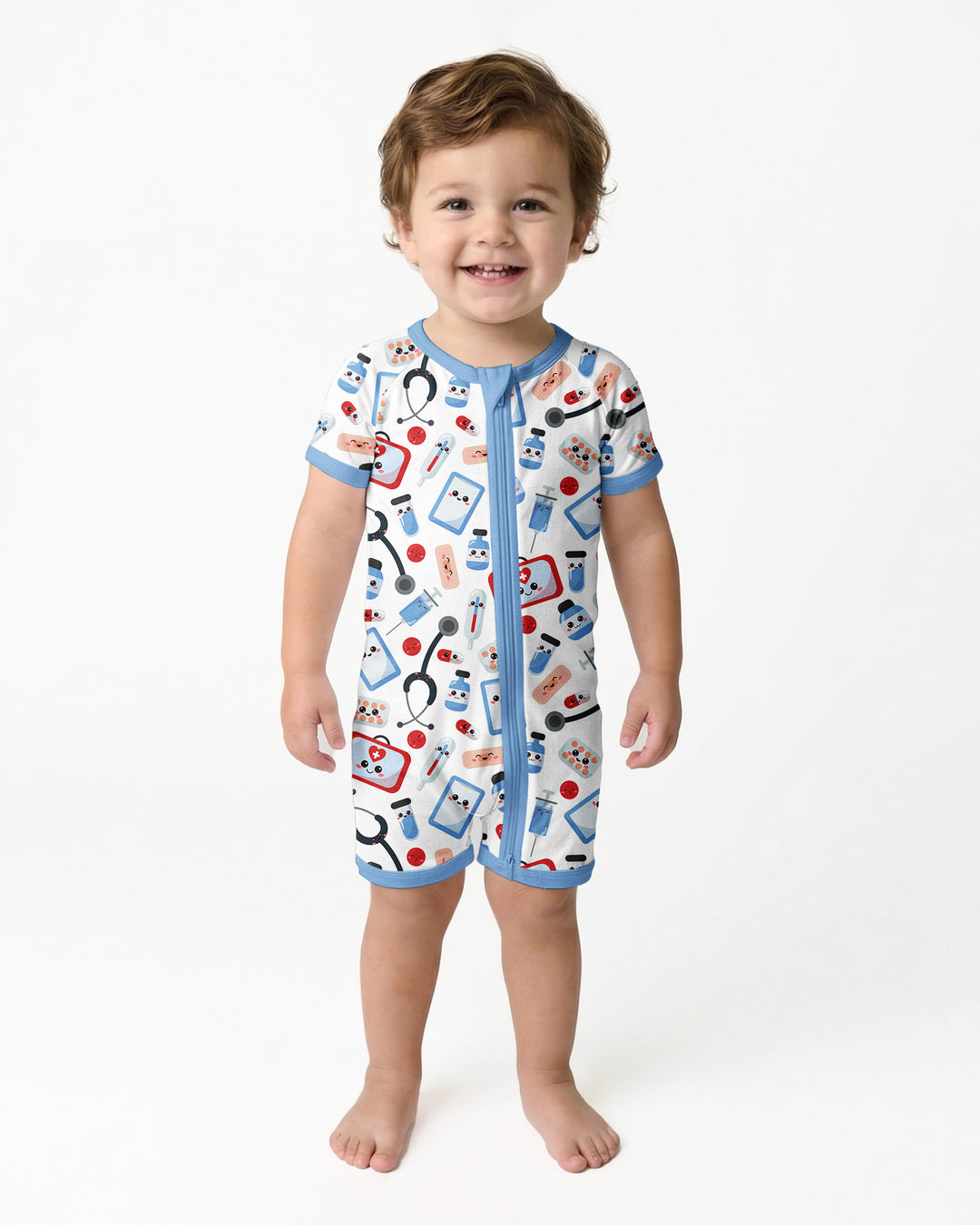 Medical Buddies Bamboo Shorty Zippered Romper
