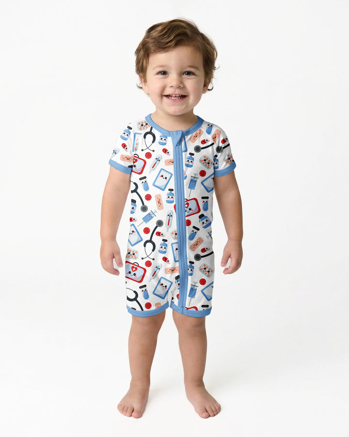 Medical Buddies Bamboo Shorty Zippered Romper