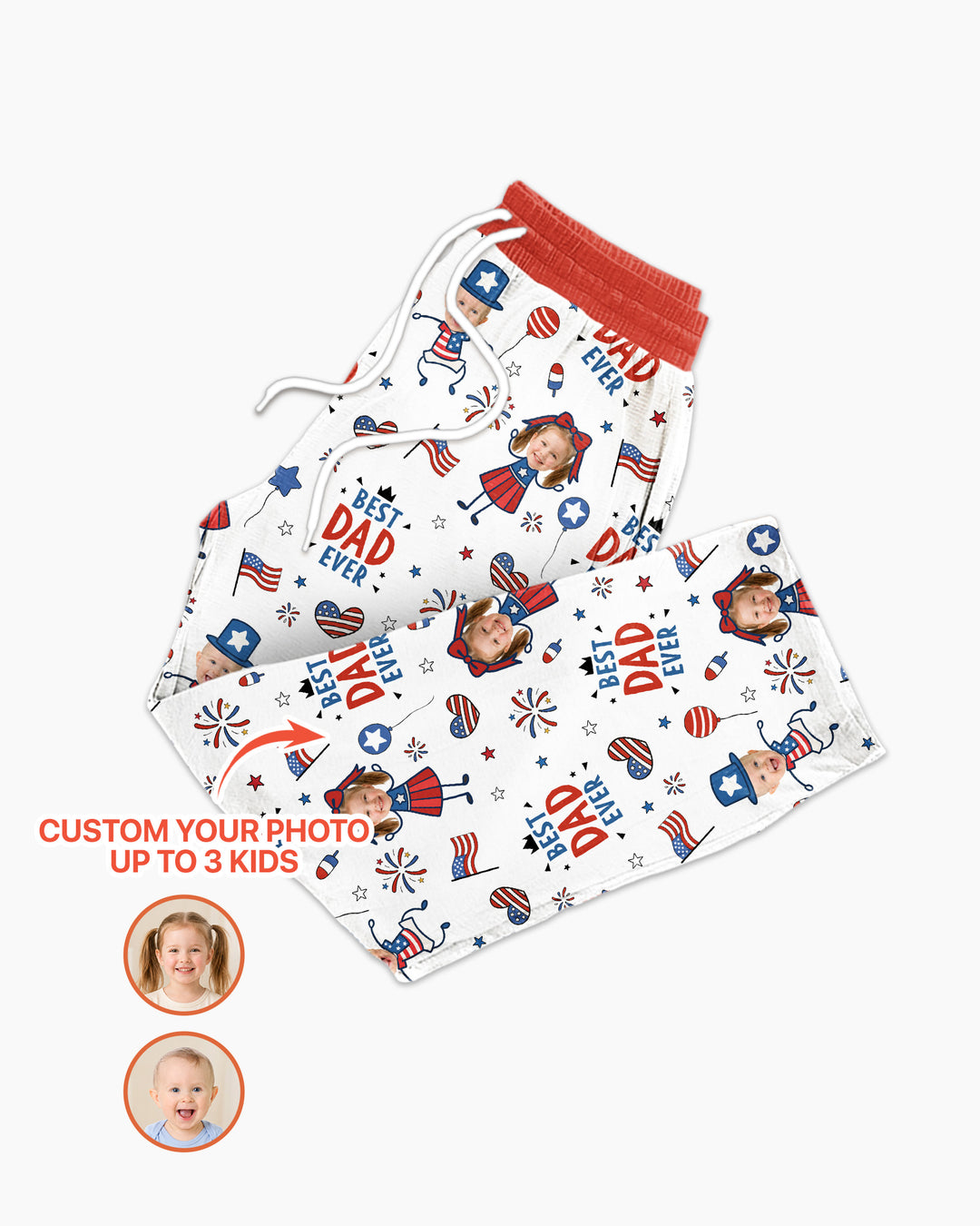 Custom Photo Best Patriotic Family Ever Bamboo Men's Pajama Set