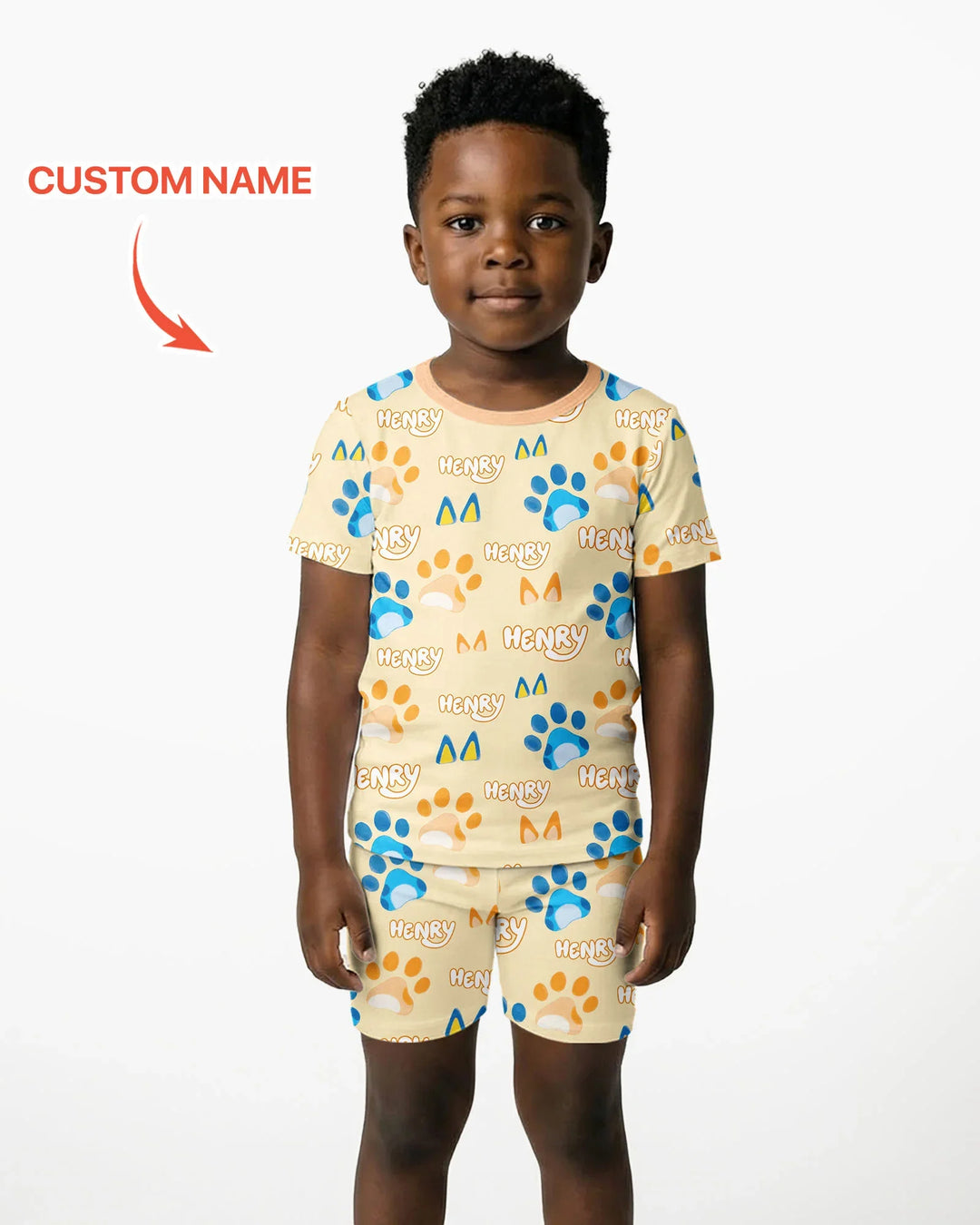 Pijama de bambú de dos piezas de manga corta con pantalón corto, plantilla personalizada