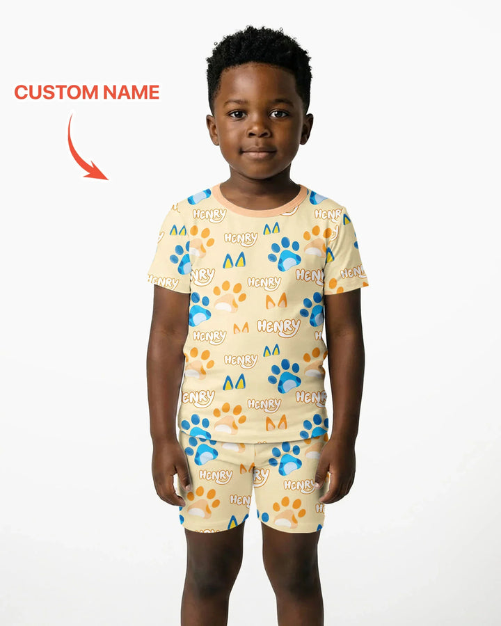 Pijama de bambú de dos piezas de manga corta con pantalón corto, plantilla personalizada
