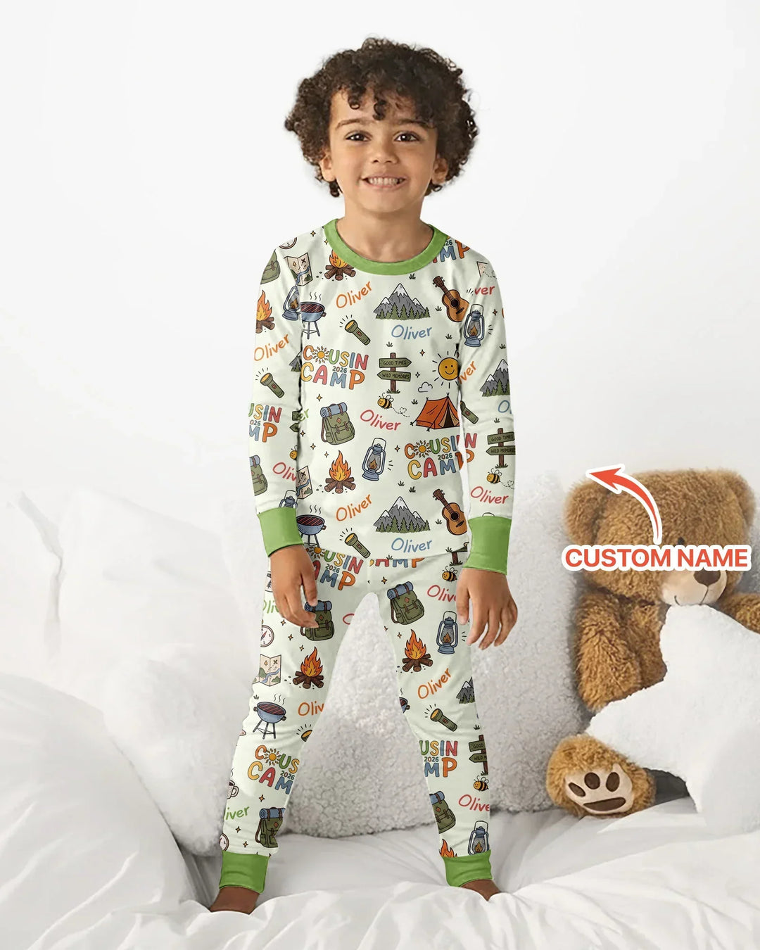 Custom Name Cousin Camp 2026 Bamboo Two Piece Long Sleeve Pajama Set