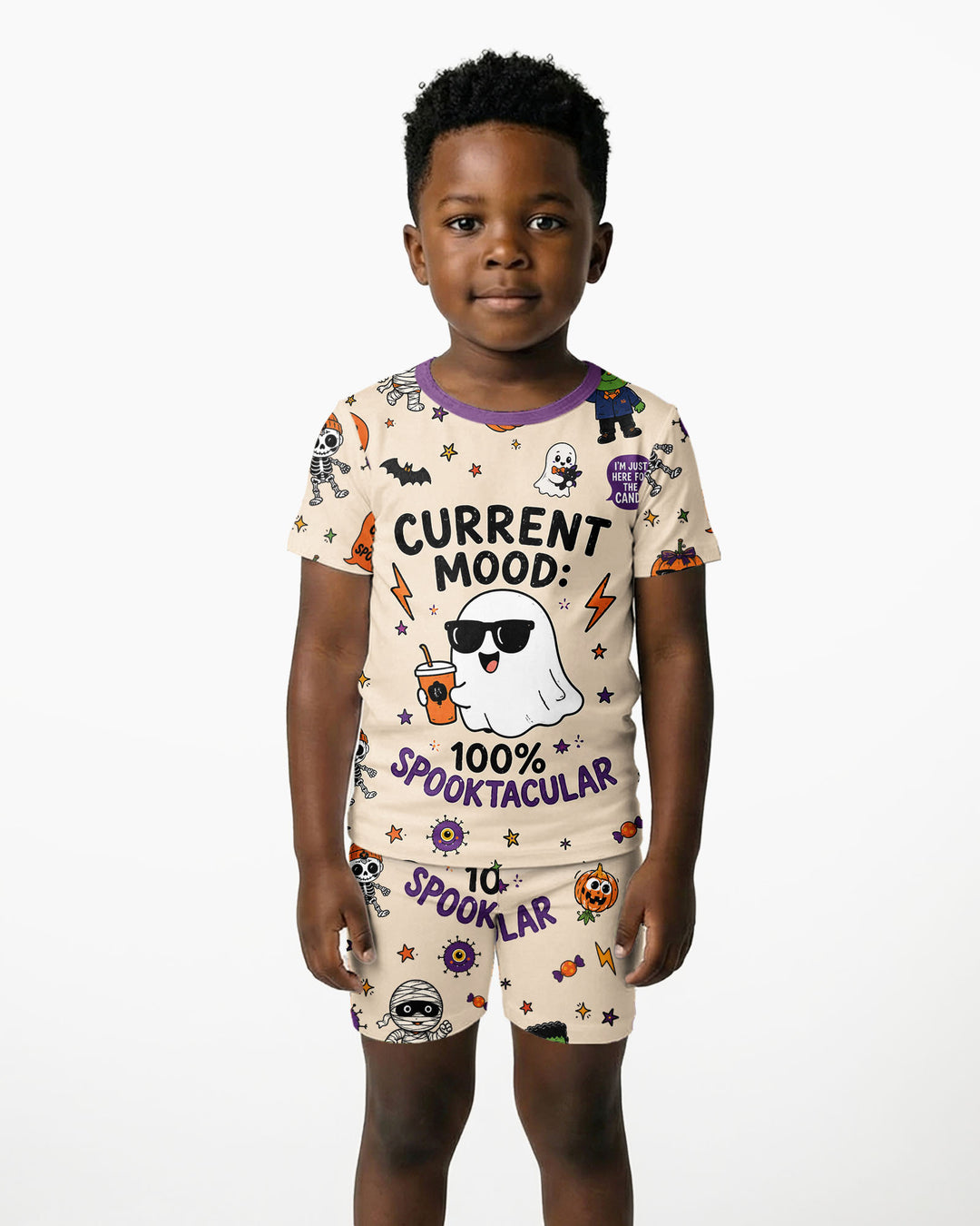 Halloween Friends Bamboo Two Piece Short Sleeve Shorts Pajama Set