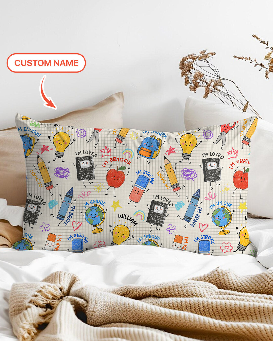 Plantilla de funda de almohada de bambú personalizada