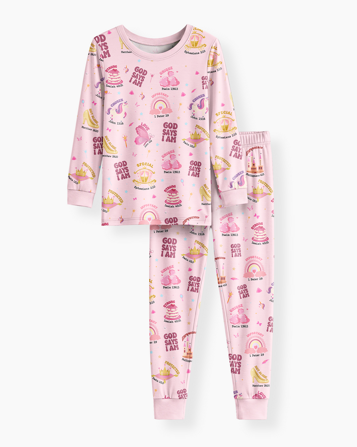 God Says I Am Girl Bamboo Two Piece Long Sleeve Pajama Set