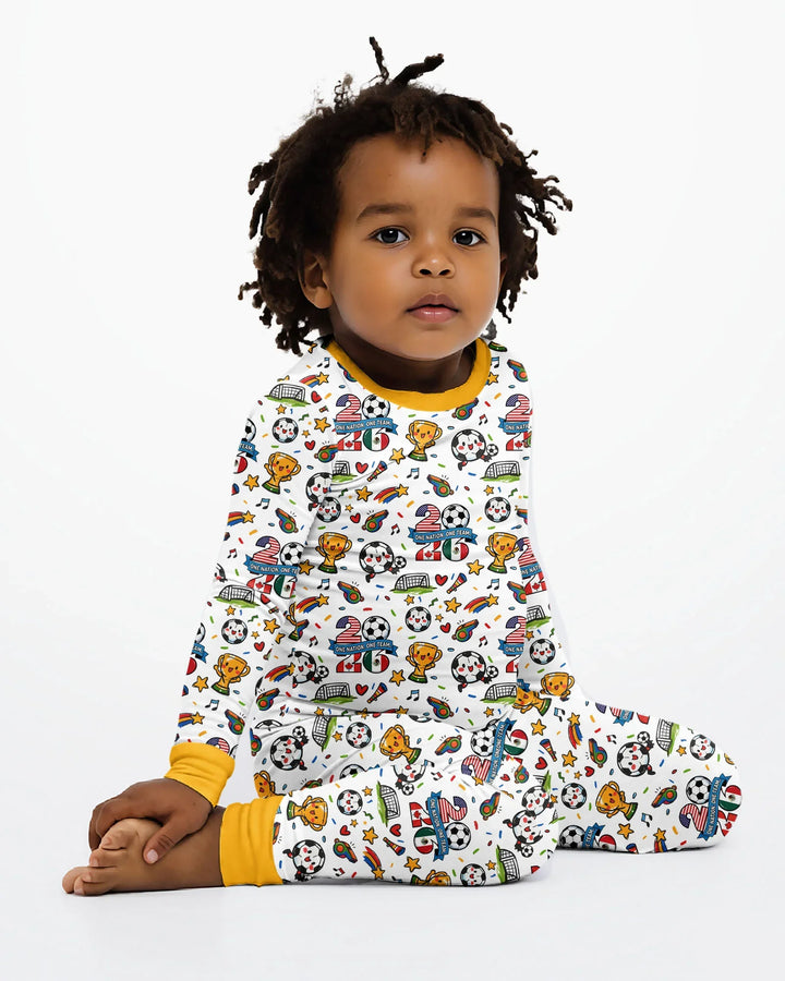 Soccer Fever 2026 Family Matching Bamboo Two Piece Long Sleeve Pajama Set