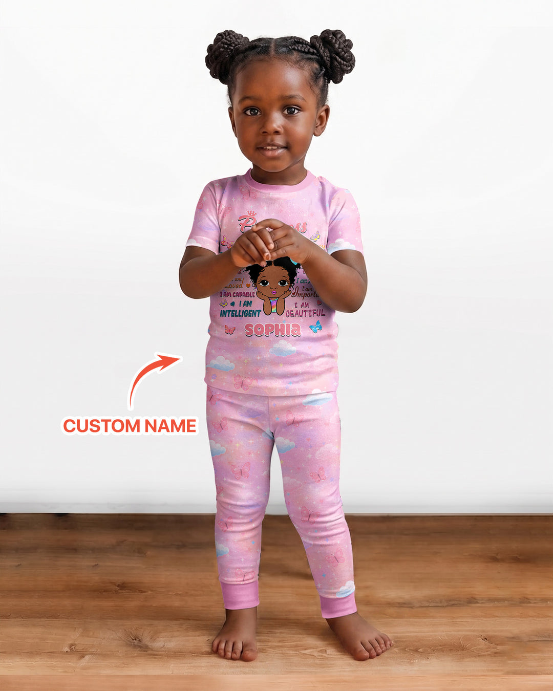 Black Princess I Am Beautiful Bamboo Two Piece Short Sleeve Pajama Set