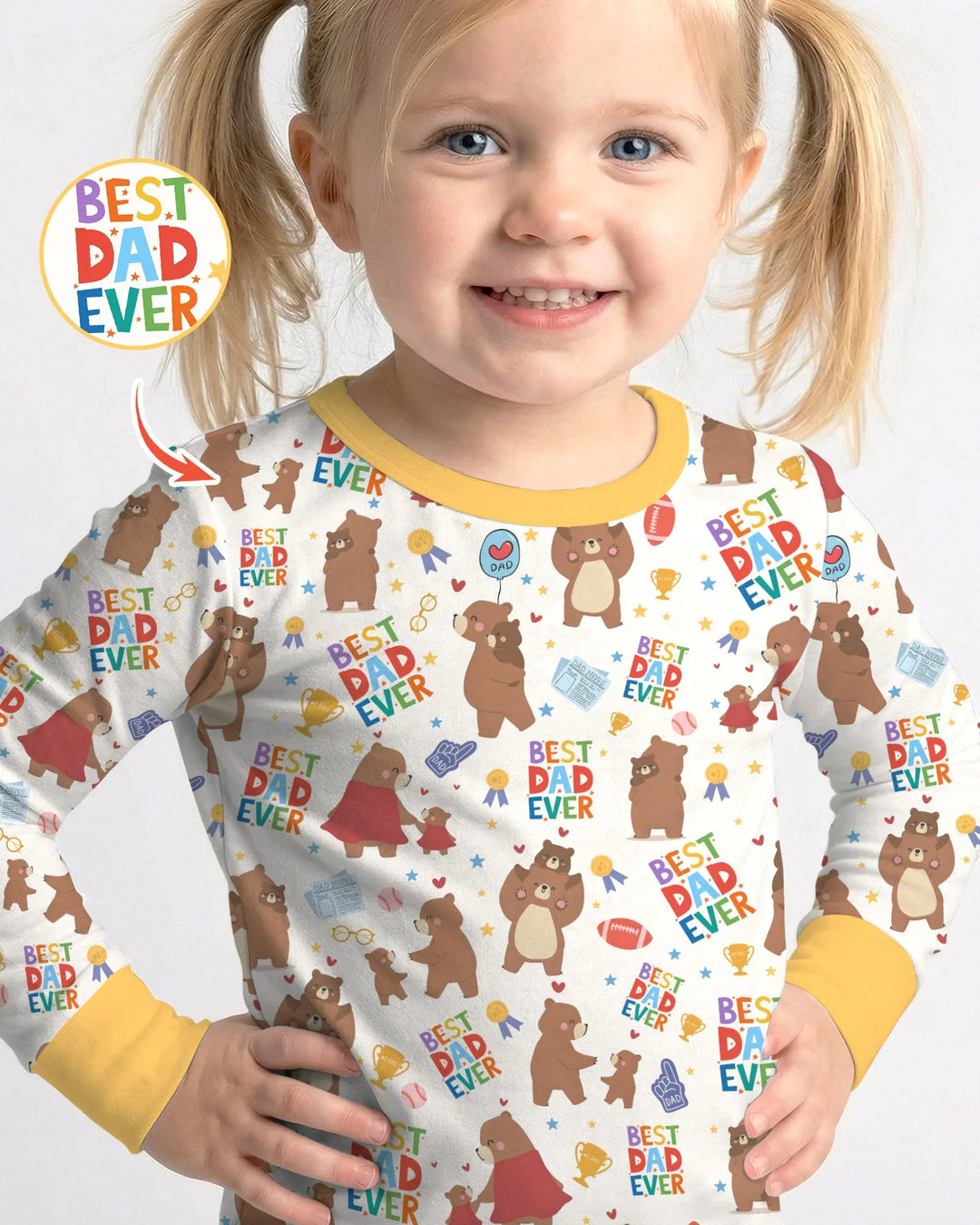 Best Daddy Bear Ever Family Matching Bamboo Two Piece Long Sleeve Pajama Set