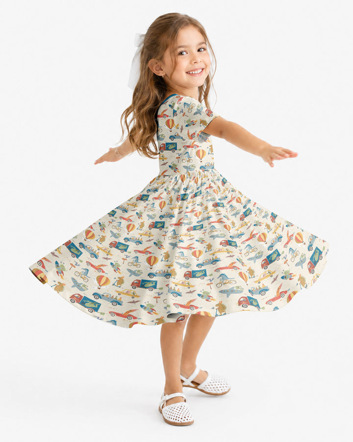 Monsters on the Move Bamboo Twirl Dress