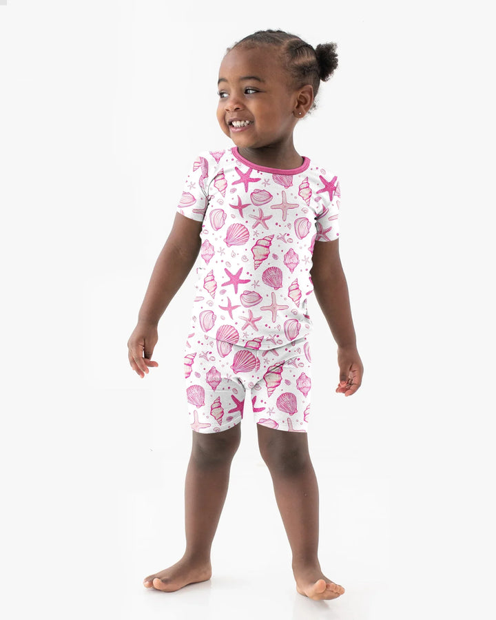 Coastal Charm Family Matching Bamboo Two Piece Short Sleeve Shorts Pajama Set