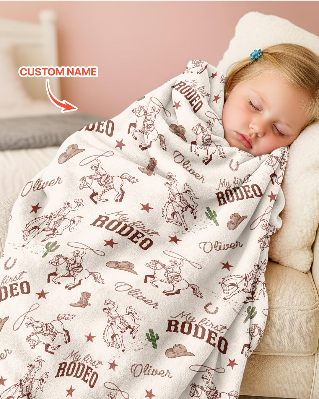 Custom Name First Rodeo Family Matching Bamboo Blanket