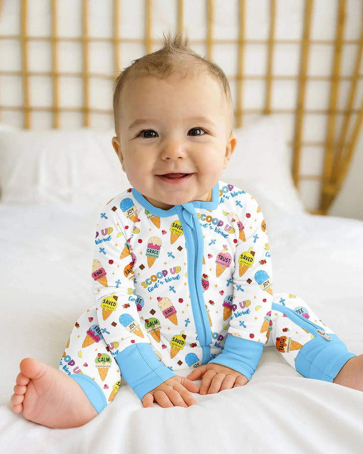 Minimístico familiar a juego Pijama convertible de bambú con cremallera