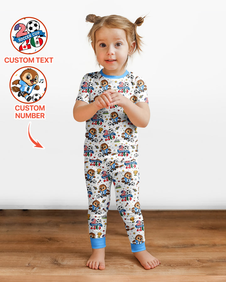 Conjunto de pijama de dos piezas de bambú de manga corta, plantilla personalizada
