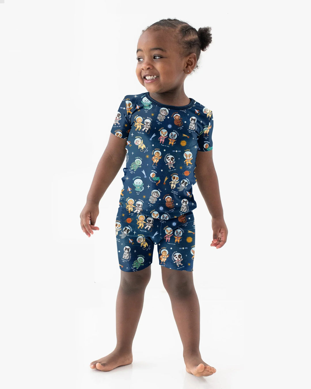Animal Astronauts Bamboo Two Piece Short Sleeve Shorts Pajama Set