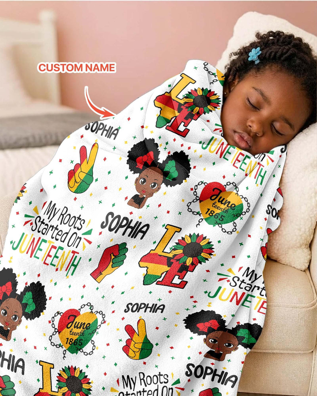 Custom Name My Roots Started On Juneteenth Bamboo Blanket