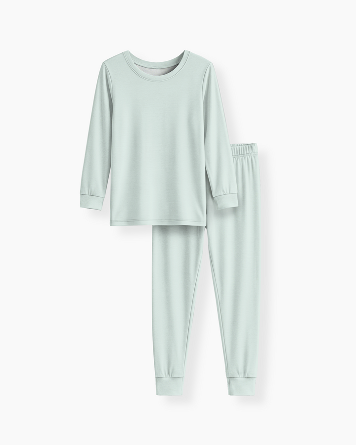 Solid Color Bamboo Two Piece Long Sleeve Pajama Set