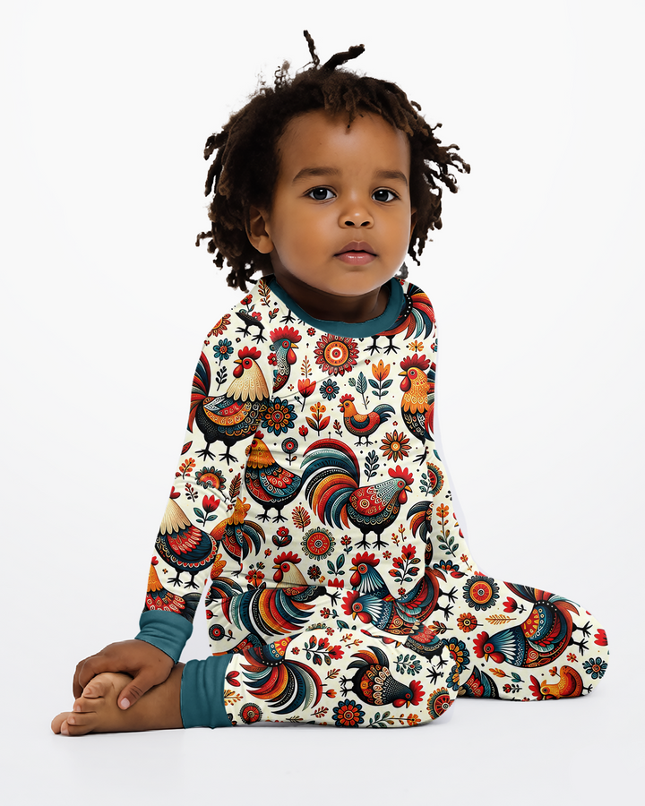 Country Chickens Bamboo Two Piece Long Sleeve Pajama Set