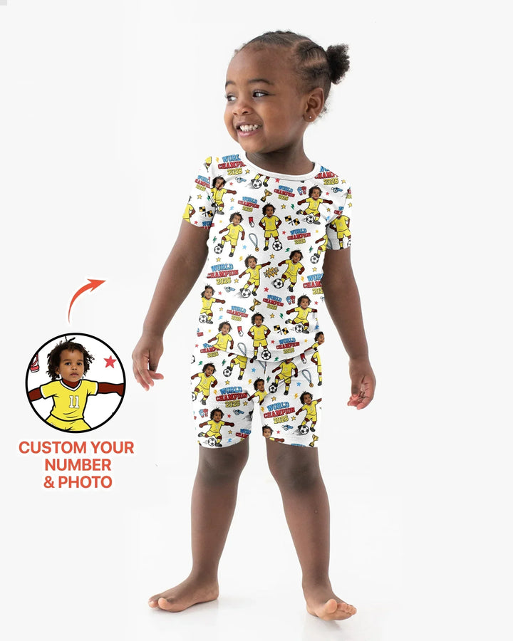Pijama de bambú de dos piezas de manga corta con pantalón corto, plantilla personalizada