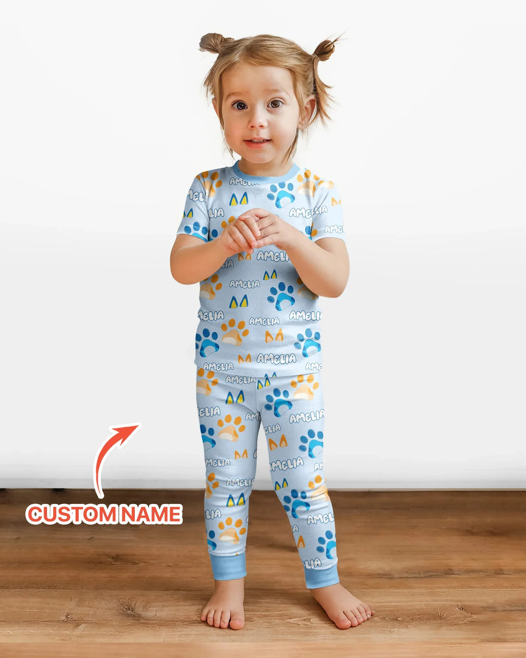Conjunto de pijama de dos piezas de bambú de manga corta, plantilla personalizada