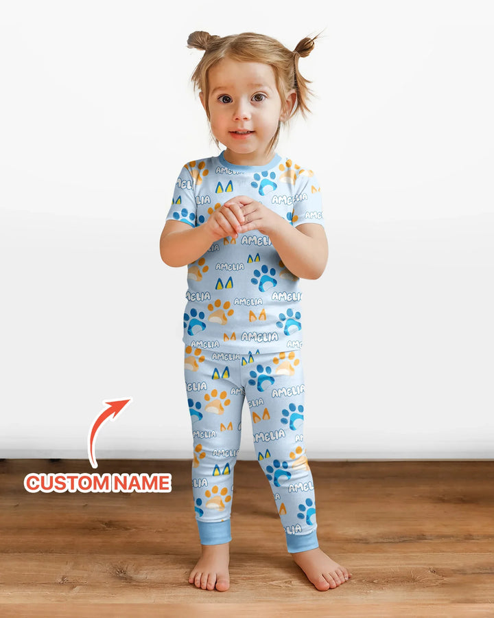 Conjunto de pijama de dos piezas de bambú de manga corta, plantilla personalizada