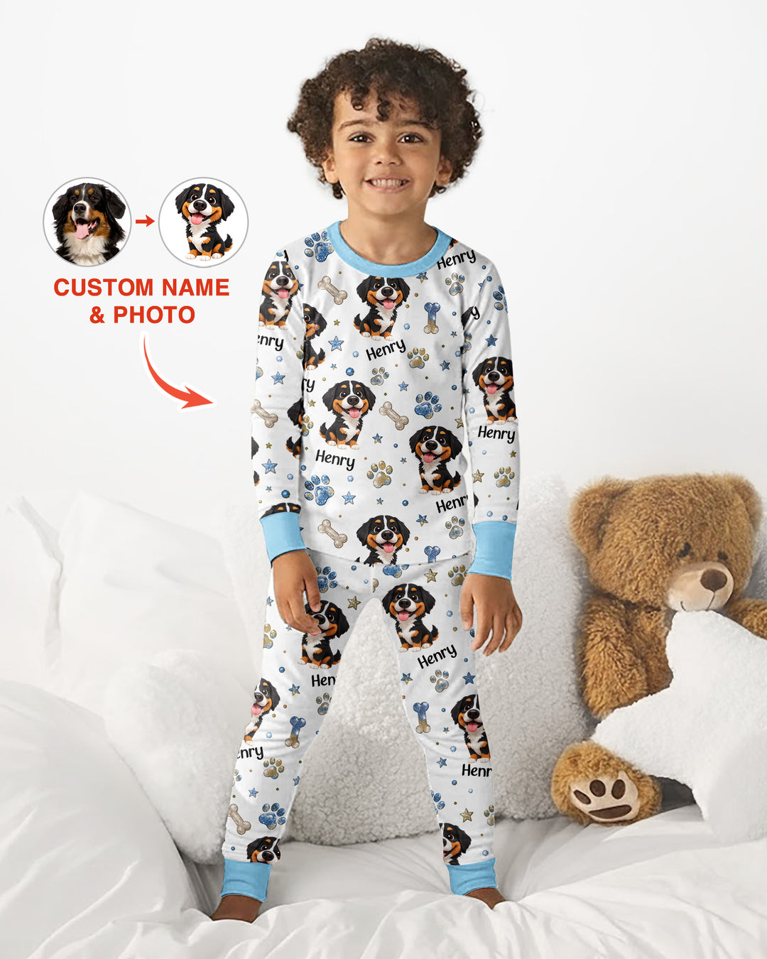 Little Cute Dogs Bamboo Two Piece Long Sleeve Pajama Set