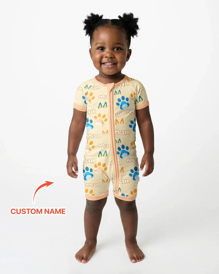 Custom Name Favourite Blue Dog Family Matching Bamboo Shorty Zippy