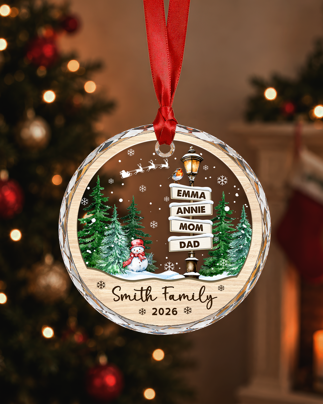 Family Where Begins And Love Never Ends Personalized Glass Ornament