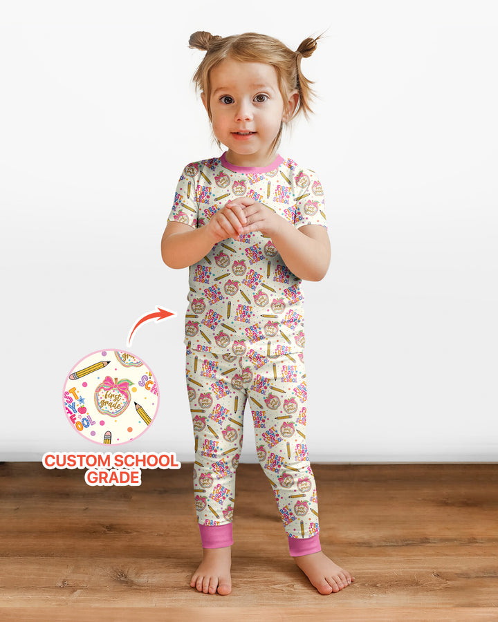 Conjunto de pijama de dos piezas de bambú de manga corta, plantilla personalizada