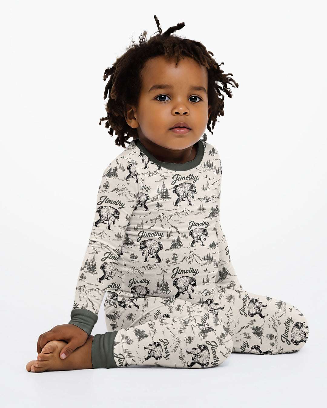 Vintage Jimothy Racoon Family Matching Bamboo Two Piece Long Sleeve Pajama Set