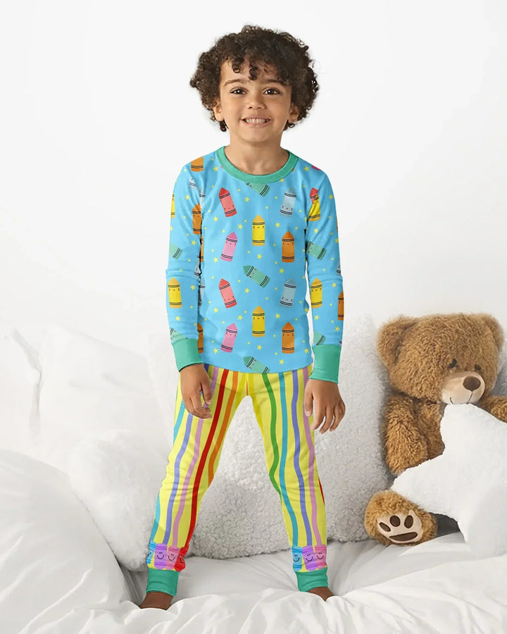 Happy Crayon Friends Bamboo Two Piece Long Sleeve Pajama Set